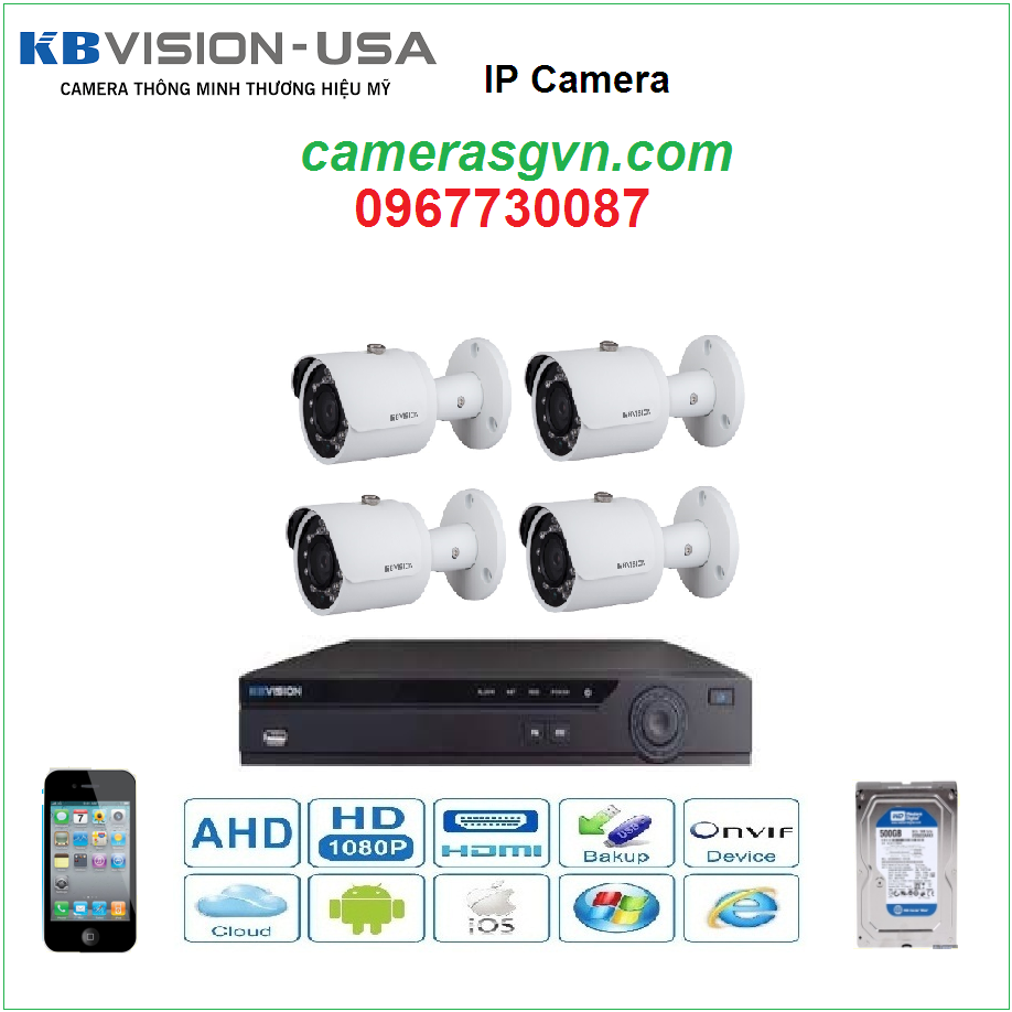 Trọn bộ 4 Camera KBVISON KB-1301N